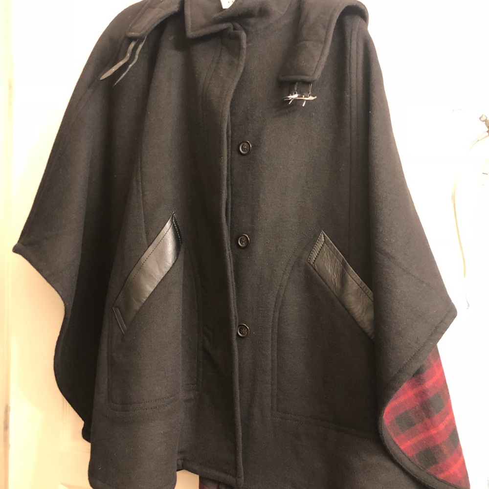 Coach Black Wool Hoodie Cape